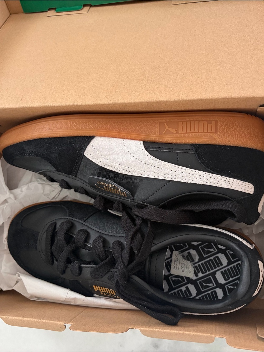 Puma Men’s Black, White & Gum Classic Low-Top Sneakers